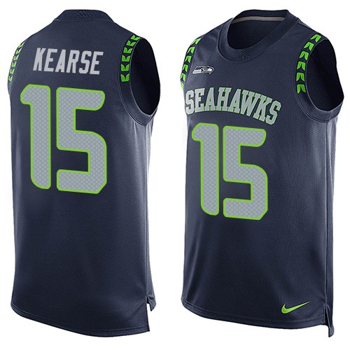 Men's Limited Jermaine Kearse Nike Jersey Navy Blue - #15 Player Name & Number Tank Top NFL Seattle Seahawks